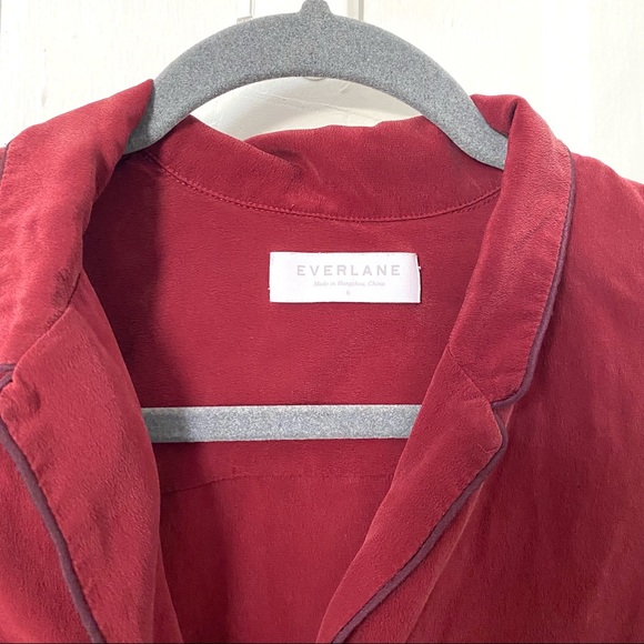 Everlane Piped Silk Notched Button Down Collared Shirt - Picture 6 of 10